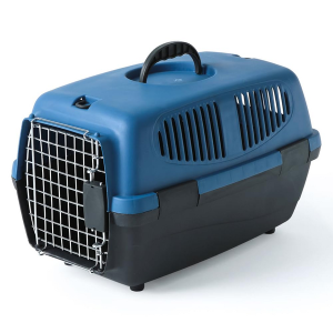 Pet Vogue AKASA Approved Plastic Portable Carrier for Dogs and Cats (Dark Blue & Black)