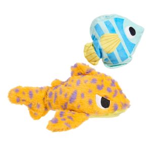 Coral Ruff Leopold Leopard Shark with Hidden Toy Inside Plush Squeak Dog Toy