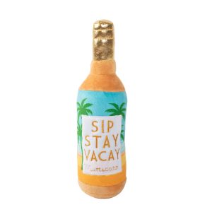 Sip Stay Vacay Muttscato Bottle Squeaky Plush Dog Toy