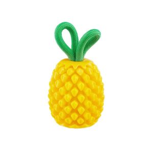 Dental Yellow Pineapple Interactive Rope Tug and Treat Dog Chew Toy