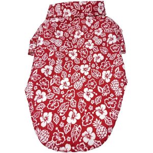 Hawaiian Aloha Red Camp Dog Shirt