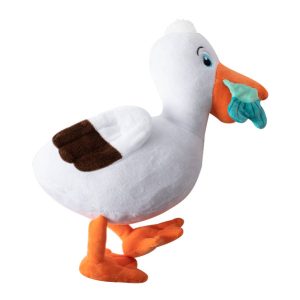 Lunch Break Seagull with Fish Crinkle Squeak Plush Dog Toy