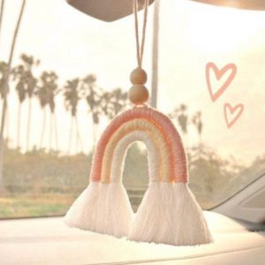 Handmade Macrame Mini Rainbow | Purse Charm | Dog Leash Decor | Keychain | Key ring | Zipper charm