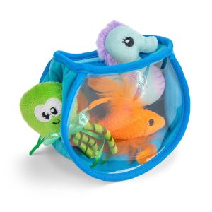 Hide & Seek Blue Fish Bowl Interactive Cat Toy Set - 3 Pc