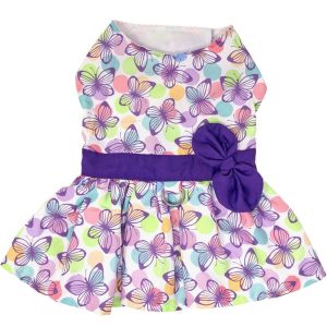 Purple Butterfly Dog Harness Dress w/ Matching Leash
