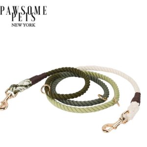 HANDS FREE DOG ROPE LEASH - OMBRE DARK OLIVE GREEN