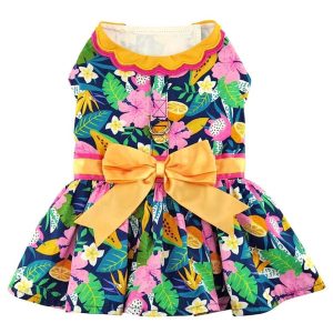 Fiesta Floral Dog Harness Dress with Matching Leash