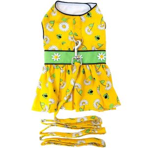 Ladybugs and Daisies Dog Harness Dress w/ Matching Leash