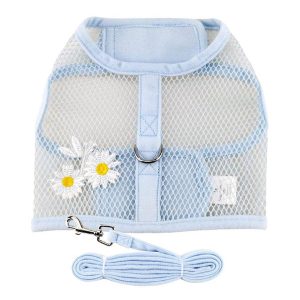 Cool Mesh Dog Harness with Leash - Baby Blue Daisy