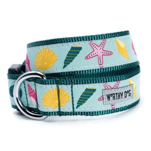 Seashells Green Dog Collar