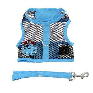Under the Sea Collection - Cool Mesh Dog Harness with Leash - Pirate Octopus Blue and Black