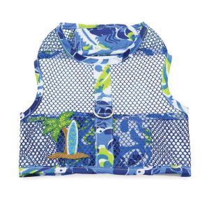 Cool Mesh Dog Harness with Leash - Surfboard Blue and Green