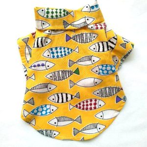Fish Print Pattern Pet Shirt Yellow
