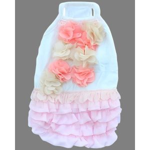 Pink Ruffles with Floral Adornment Dog Tank Dress