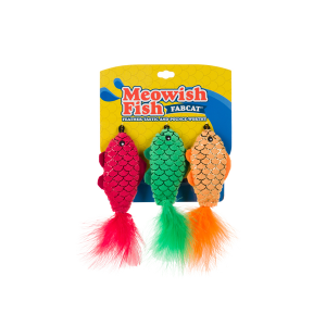 Meowish Fish Colorful Feather Cat Toy Set - 3 Pk