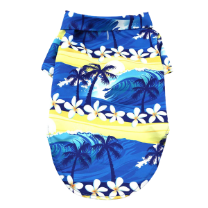 Hawaiian Catching Waves Blue/Yellow Camp Dog Shirt
