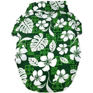 Hawaiian Tropical Green Camp Dog Shirt