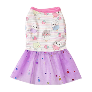 Flowers Ice Cream Purple Tutu Dog Dress