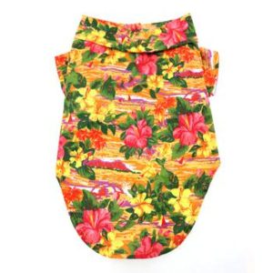 Hawaiian Sunset Hibiscus Camp Dog Shirt