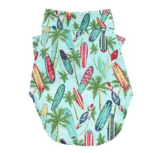 Hawaiian Surfboard & Palms Camp Dog Shirt