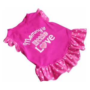 Mommy's Little Love Hot Pink and Polka Dots Ruffled Dog Dress