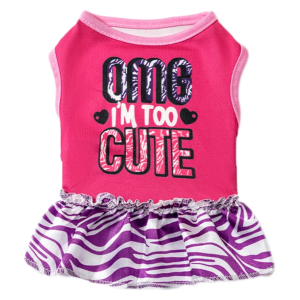O.M.G I'm Too Cute Pink with Purple Zebra Dog Dress